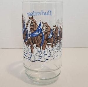 Budweiser Christmas Clydesdale Glass